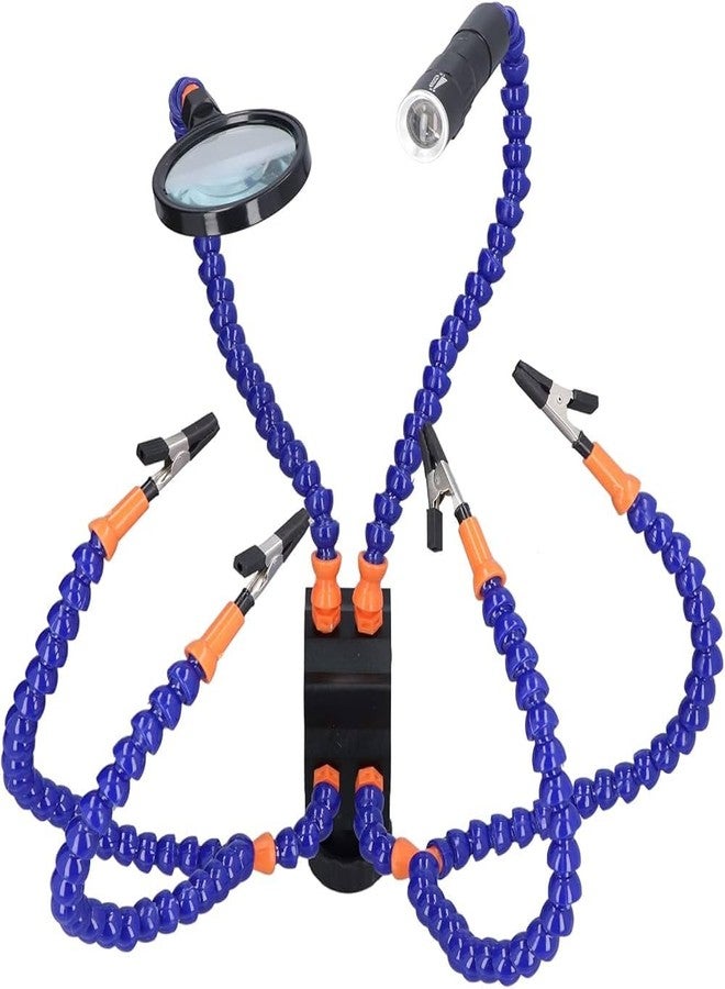 Futaba Multi Soldering Tool with Flexible 6 Arms- With 3X Magnifying Lamp and Light - Blue - Image 5